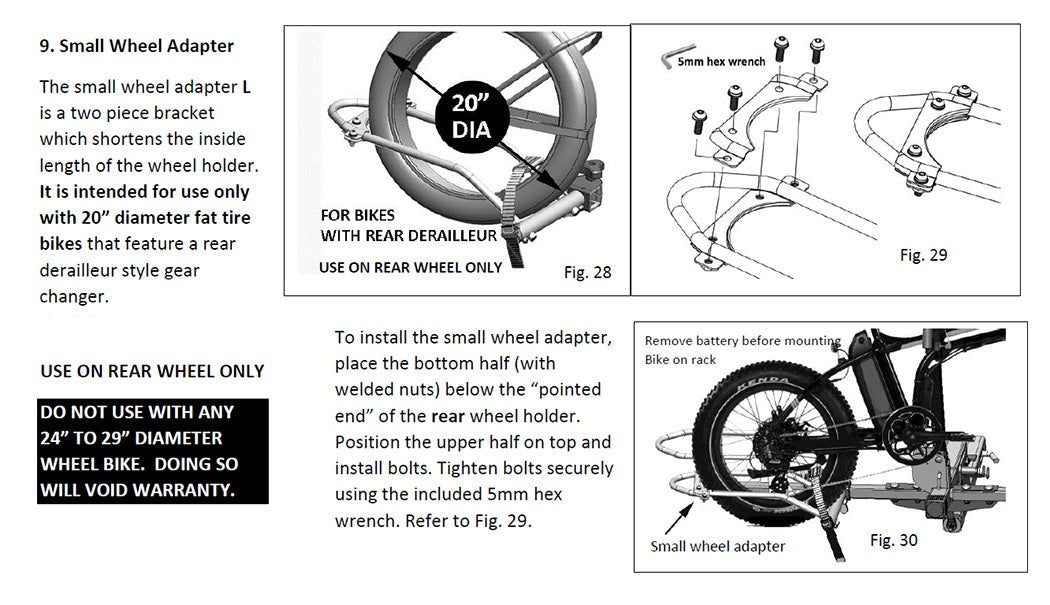 SMALL WHEEL ADAPTER FOR UNIVERSAL WHEEL HOLDERS