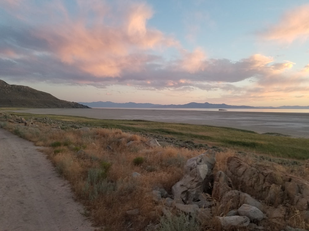 stunning sunset looking south at antelope island state park.